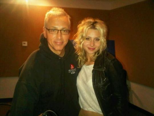 Aly Michalka with Dr. Drew at the 'Loveline' studio