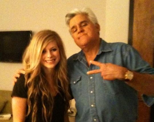 Avril Lavigne backstage at 'The Tonight Show' with host Jay Leno