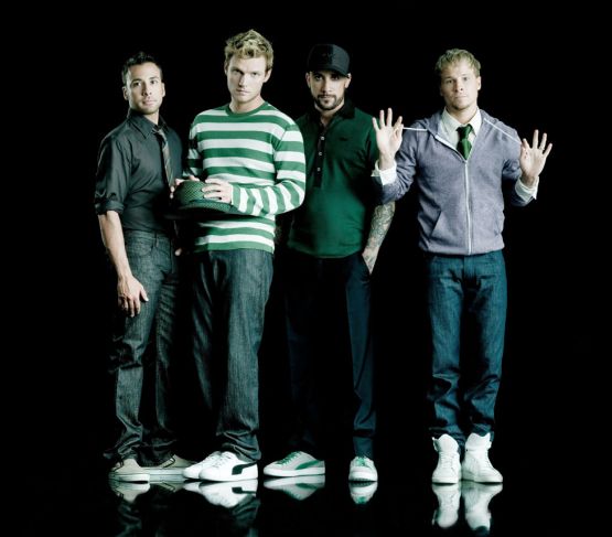 Brian Littrell, Nick Carter, AJ McLean and Howie Dorough of the Backstreet Boys in tennis shoes