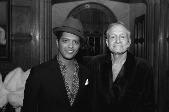 Bruno Mars and Hugh Hefner | Photo Credit: Cameron Duddy