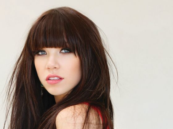 Carly Rae Jepsen wearing red lipstick