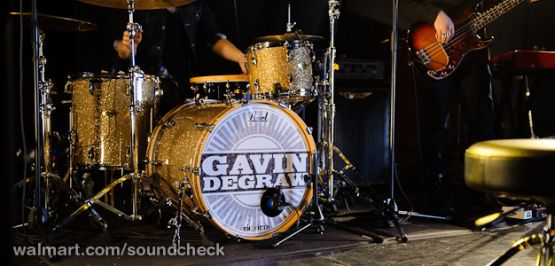 Drums on the stage of Gavin DeGraw Walmart Soundcheck performance