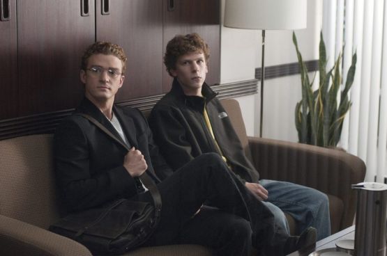 Justin Timberlake and Jesse Eisenberg in a scene from the movie 'The Social Network'