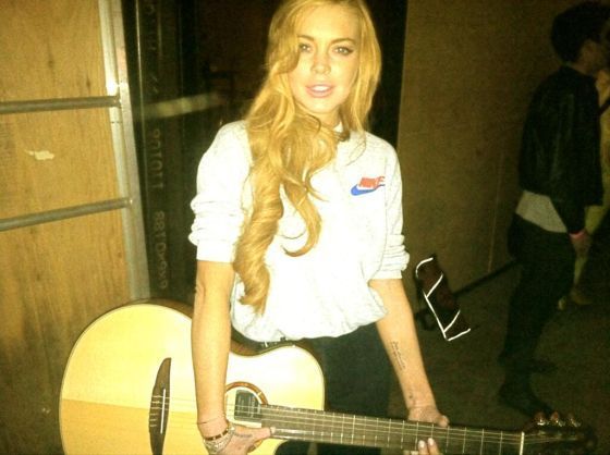 Lindsay Lohan and guitar