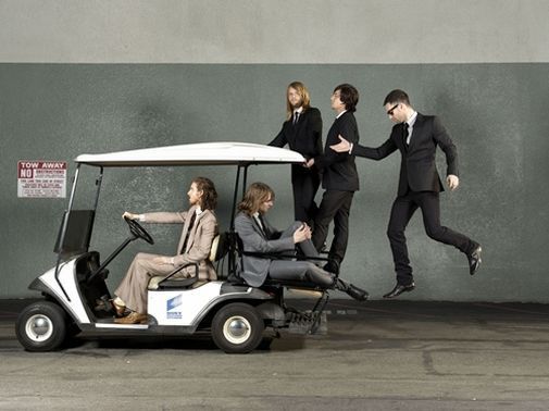 Maroon 5 in a golf cart