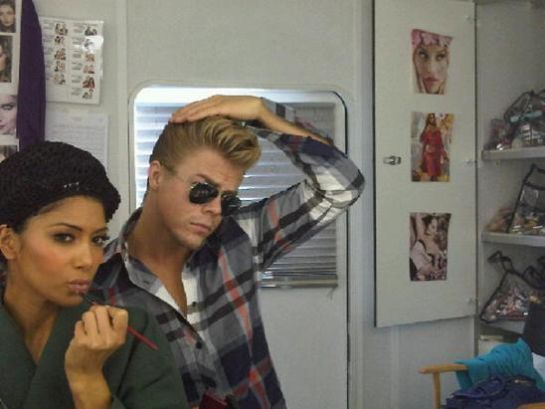 Nicole Scherzinger and Derek Hough backstage at 'Dancing with the Stars'