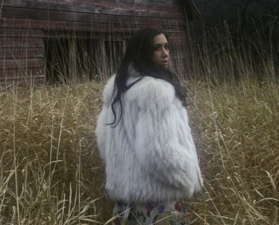 Vanessa Carlton wearing fur