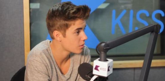 Justin Bieber on a UK radio promo tour for 'Believe'